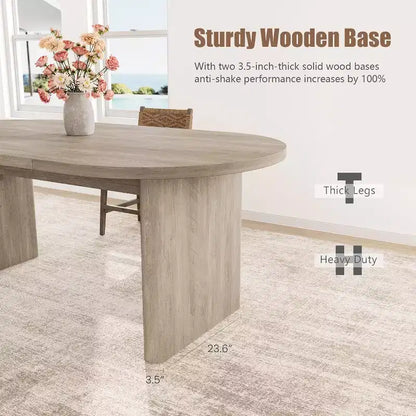 Tavolo da Pranzo Ovale da 180 cm per 6-8 Persone, Grande Tavolo da Cucina Rustico con Base Robusta in Legno Spesso per Cucina, Soggiorno, Ufficio