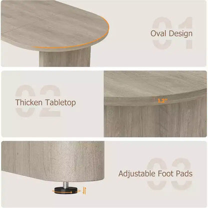 Tavolo da Pranzo Ovale da 180 cm per 6-8 Persone, Grande Tavolo da Cucina Rustico con Base Robusta in Legno Spesso per Cucina, Soggiorno, Ufficio