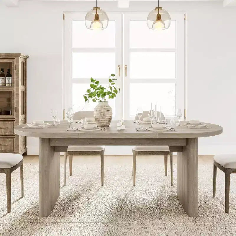 Tavolo da Pranzo Ovale da 180 cm per 6-8 Persone, Grande Tavolo da Cucina Rustico con Base Robusta in Legno Spesso per Cucina, Soggiorno, Ufficio