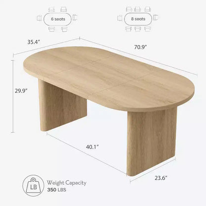 Tavolo da Pranzo Ovale da 180 cm per 6-8 Persone, Grande Tavolo da Cucina Rustico con Base Robusta in Legno Spesso per Cucina, Soggiorno, Ufficio