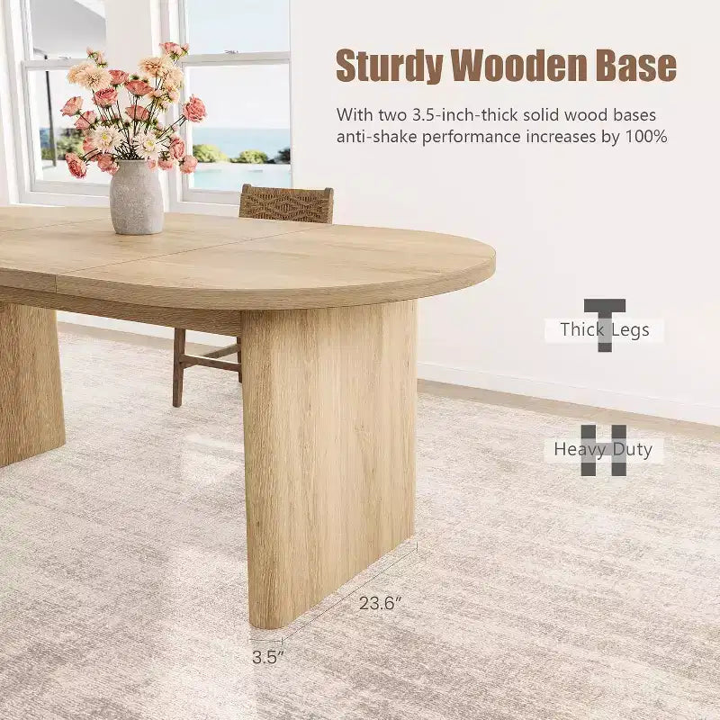Tavolo da Pranzo Ovale da 180 cm per 6-8 Persone, Grande Tavolo da Cucina Rustico con Base Robusta in Legno Spesso per Cucina, Soggiorno, Ufficio