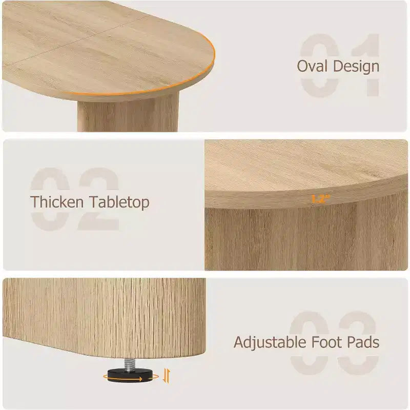Tavolo da Pranzo Ovale da 180 cm per 6-8 Persone, Grande Tavolo da Cucina Rustico con Base Robusta in Legno Spesso per Cucina, Soggiorno, Ufficio