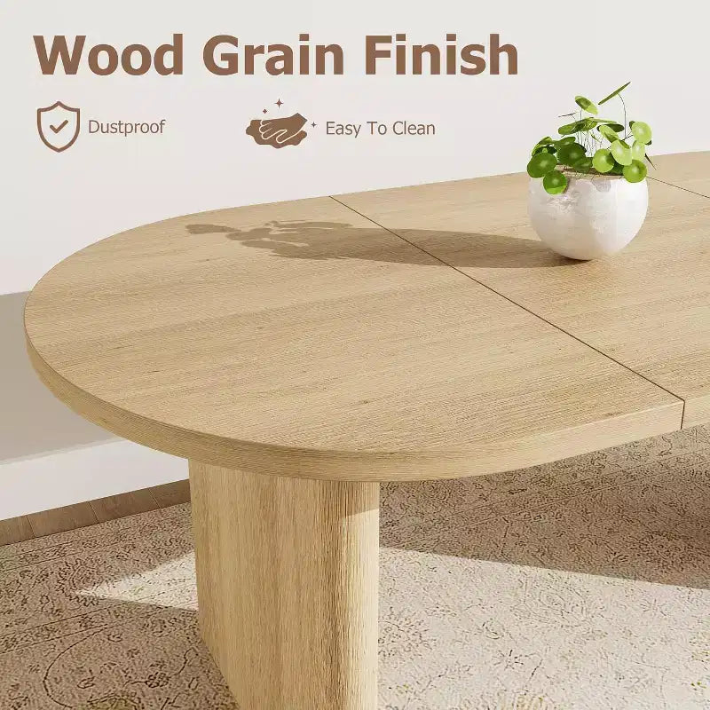 Tavolo da Pranzo Ovale da 180 cm per 6-8 Persone, Grande Tavolo da Cucina Rustico con Base Robusta in Legno Spesso per Cucina, Soggiorno, Ufficio