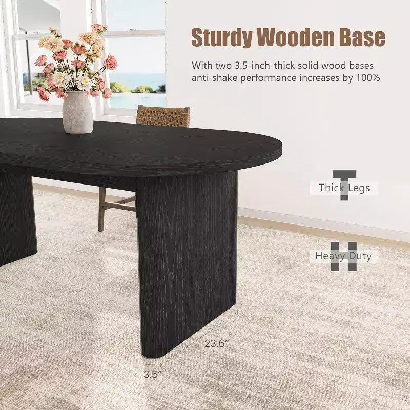 Tavolo da Pranzo Ovale da 180 cm per 6-8 Persone, Grande Tavolo da Cucina Rustico con Base Robusta in Legno Spesso per Cucina, Soggiorno, Ufficio