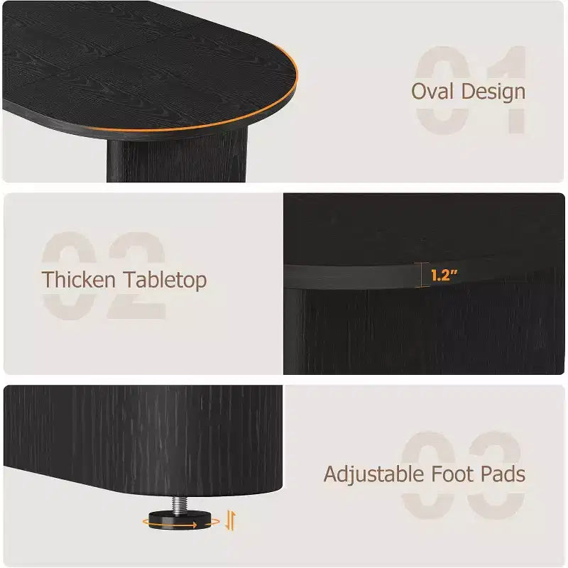 Tavolo da Pranzo Ovale da 180 cm per 6-8 Persone, Grande Tavolo da Cucina Rustico con Base Robusta in Legno Spesso per Cucina, Soggiorno, Ufficio