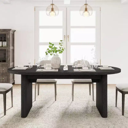 Tavolo da Pranzo Ovale da 180 cm per 6-8 Persone, Grande Tavolo da Cucina Rustico con Base Robusta in Legno Spesso per Cucina, Soggiorno, Ufficio
