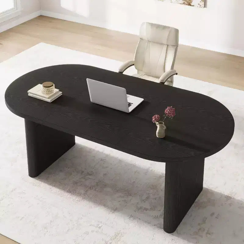 Tavolo da Pranzo Ovale da 180 cm per 6-8 Persone, Grande Tavolo da Cucina Rustico con Base Robusta in Legno Spesso per Cucina, Soggiorno, Ufficio