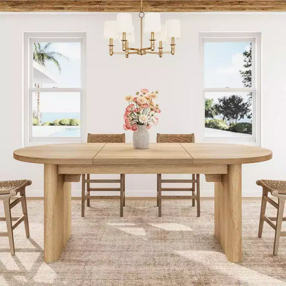 Tavolo da Pranzo Ovale da 180 cm per 6-8 Persone, Grande Tavolo da Cucina Rustico con Base Robusta in Legno Spesso per Cucina, Soggiorno, Ufficio