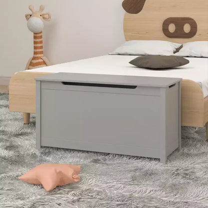 Contenitore portagiochi in legno in stile moderno per bambini, con coperchio incernierato di sicurezza, adatto a bambini dai 2 anni in su (Grigio)
