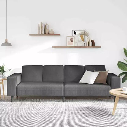 Divano in tessuto con cuscino in velluto a coste grigio scuro - Grigio scuro senza pouf