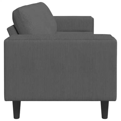 Divano in tessuto con cuscino in velluto a coste grigio scuro - Grigio scuro senza pouf