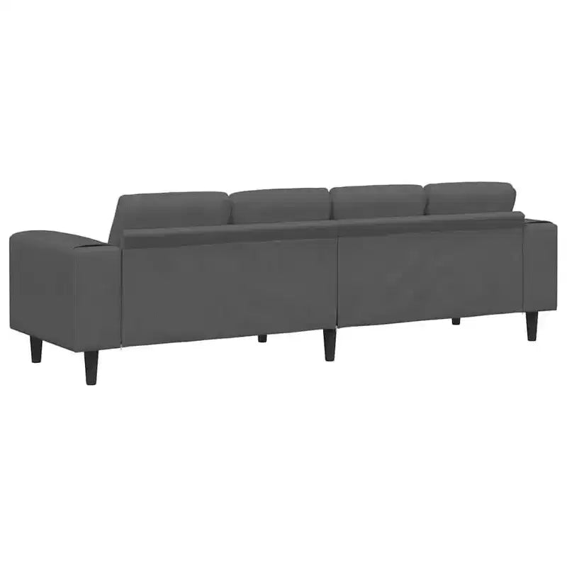 Divano in tessuto con cuscino in velluto a coste grigio scuro - Grigio scuro senza pouf