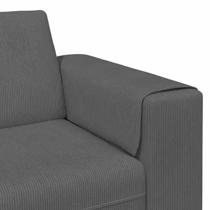 Divano in tessuto con cuscino in velluto a coste grigio scuro - Grigio scuro senza pouf