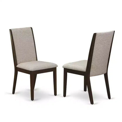 HomeStock Tavolo da pranzo rettangolare a 5 pezzi con piano in legno massello finitura mogano e 4 sedie Parson