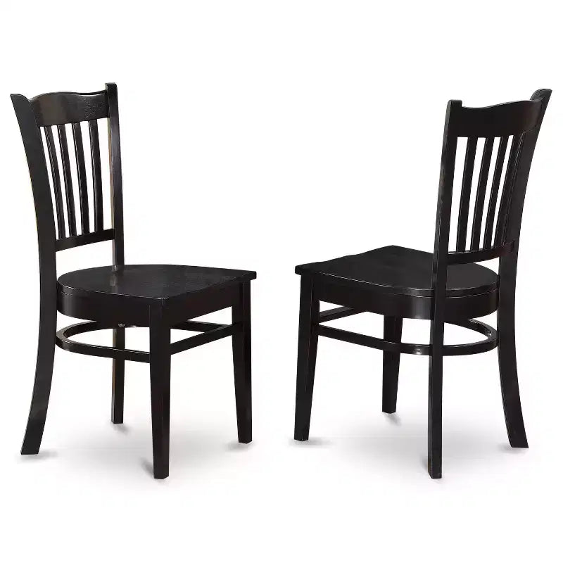 HomeStock Set sala da pranzo 5 pezzi: tavolo rettangolare con piano in legno massello finitura nera e 4 sedie