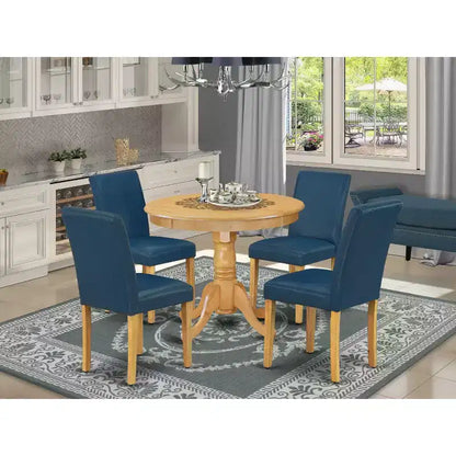 Tavolo da Pranzo Rotondo per 4 Persone - Tavolo da Cucina da 90 cm con 4 Sedie - Finitura Rovere Moderna