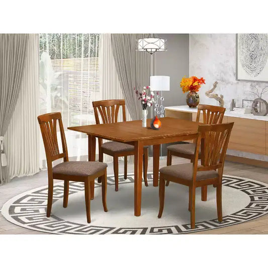 Set da pranzo 3 pezzi con piano in legno massello finitura marrone sella - 4 posti a sedere