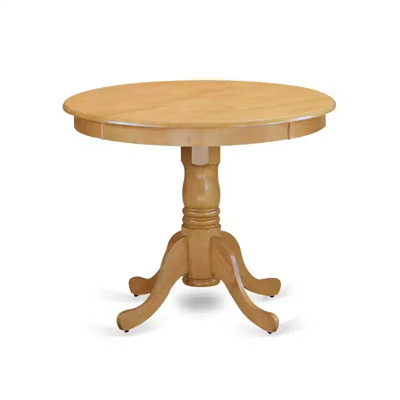 Tavolo da pranzo rotondo moderno - 36" e 4 sedie - Gambe in rovere, tessuto in lino