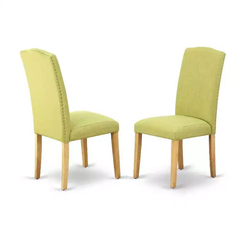 Tavolo da pranzo rotondo moderno - 36" e 4 sedie - Gambe in rovere, tessuto in lino