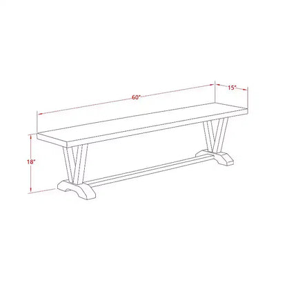 HomeStock Tavolo da pranzo rettangolare a 3 pezzi con piano in legno massiccio, finitura Jacobean anticata e 2 panche
