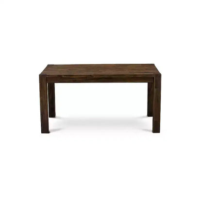 HomeStock Tavolo da Pranzo Rettangolare a 7 Pezzi, Finitura Jacobean Invecchiata, Piano in Legno Massello con 6 Sedie