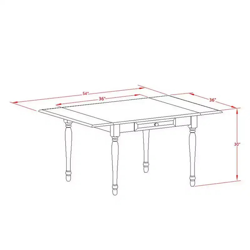 HomeStock Set da Pranzo 5 Pezzi con Piano in Legno Massello Finitura Mogano e Alette a Scomparsa (4 Posti)