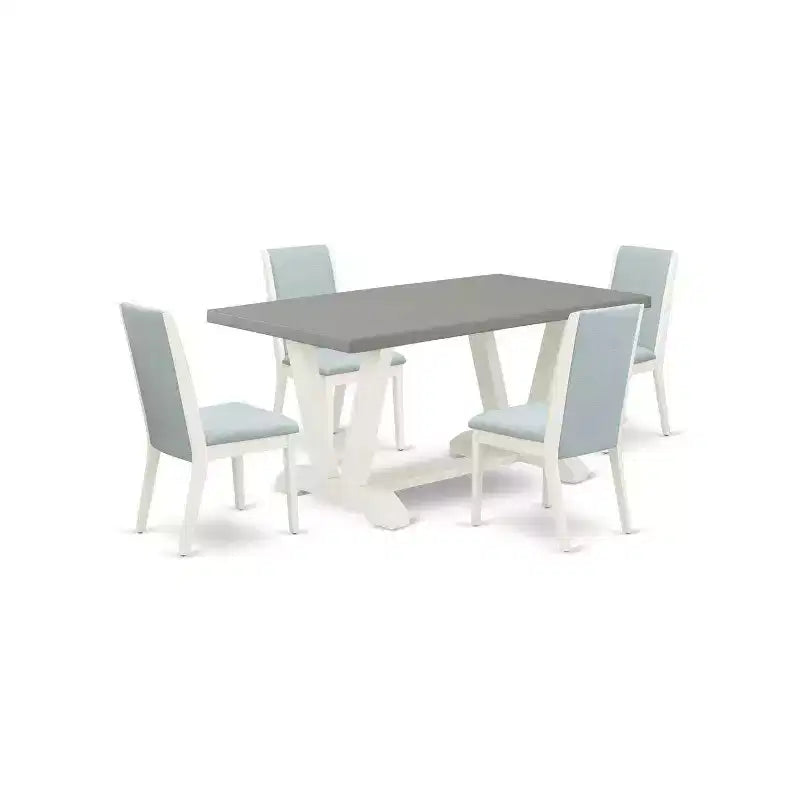 HomeStock 5-Piece Rectangle Natural Oak Finish Solid Wood Top Dining table with 4 Chairs