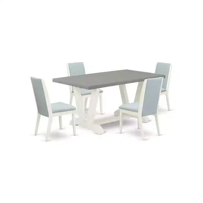 HomeStock 5-Piece Rectangle Natural Oak Finish Solid Wood Top Dining table with 4 Chairs