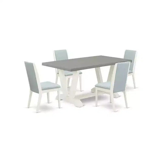 HomeStock 5-Piece Rectangle Natural Oak Finish Solid Wood Top Dining table with 4 Chairs