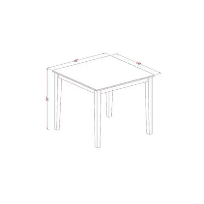 Set da pranzo 5 pezzi in legno massello con finitura mogano, rivestito, con schienale alto - 4 posti a sedere