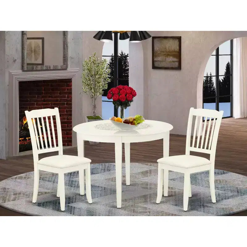 Set da pranzo 3 pezzi - Tavolo da cucina e 2 sedie da pranzo - Finitura bianca - Ideale per piccoli spazi