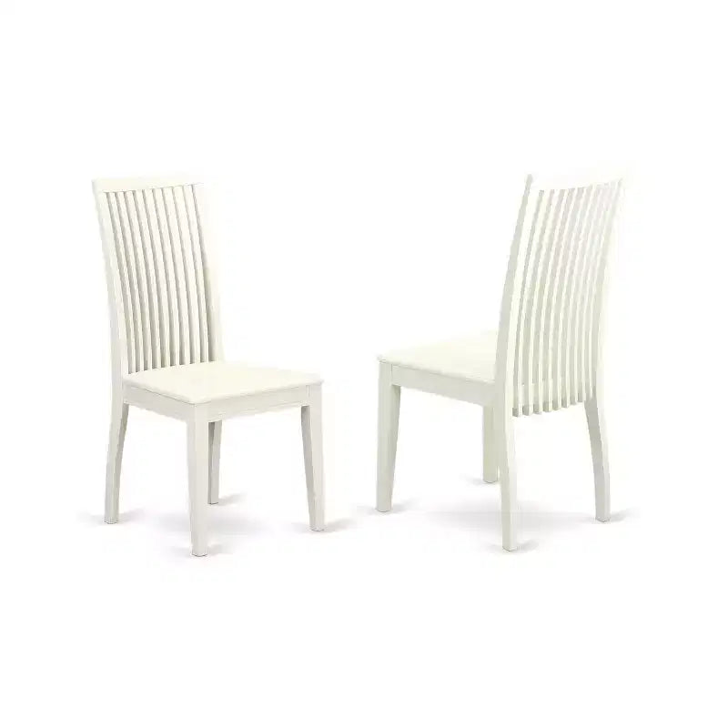 Set da tavolo da pranzo HomeStock 3 pezzi con piano in legno massiccio finitura lino bianco