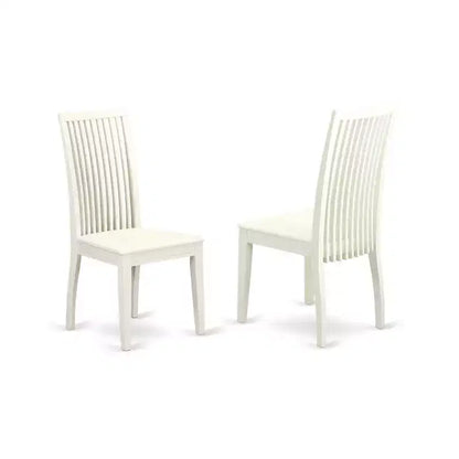 Set da tavolo da pranzo HomeStock 3 pezzi con piano in legno massiccio finitura lino bianco