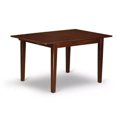 Set Tavolo da Pranzo HomeStock 3 Pezzi in Legno Massello con Finitura Mogano, Piano Rettangolare e Allunga a Farfalla