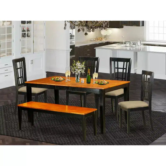 Set Sala da Pranzo 7 Pezzi Tavolo da Cucina con Sedie - Set Dinette in Legno Massello