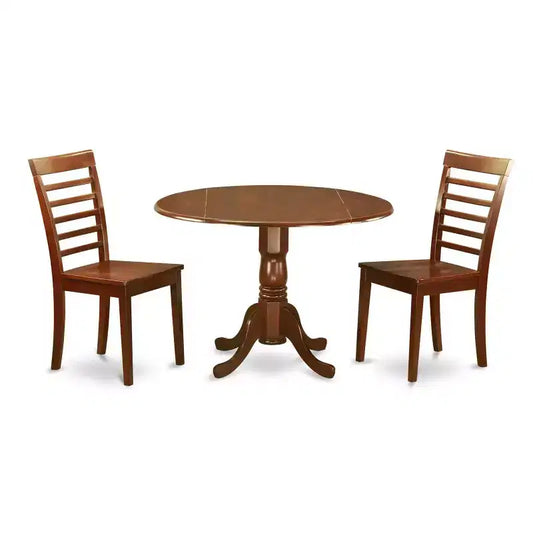 Modern Kitchen Table Set with Chairs - 5 Piece Round Dining Set, Mahogany Finish