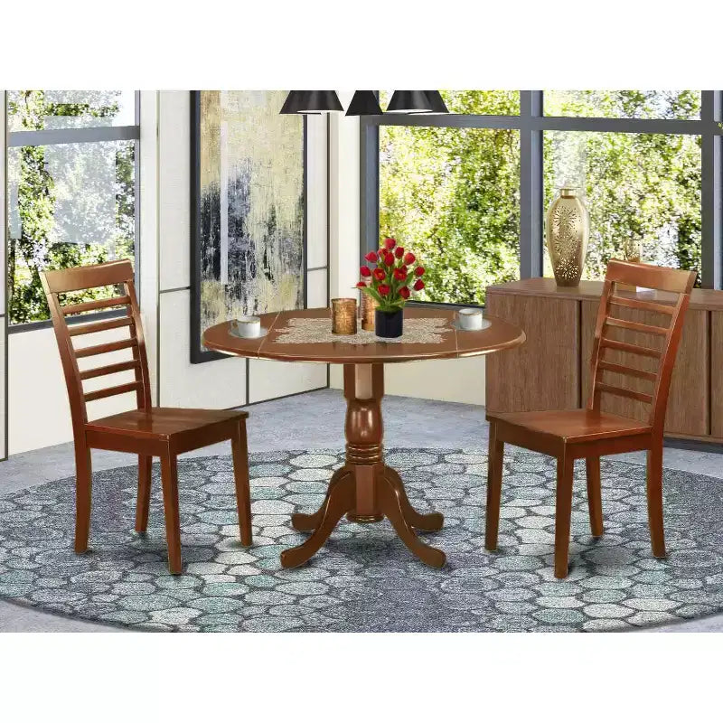 Tavolo da Cucina Moderno con Sedie - Rotondo da Pranzo, Finitura Mogano