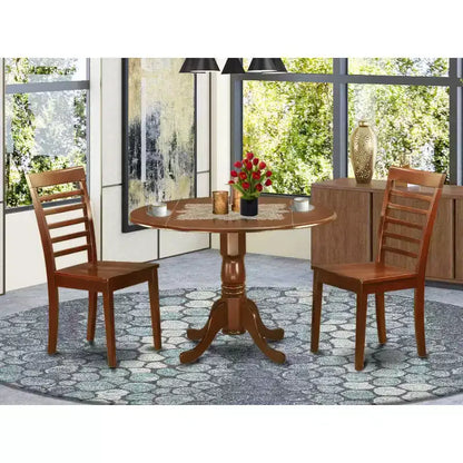 Tavolo da Cucina Moderno con Sedie - Rotondo da Pranzo, Finitura Mogano