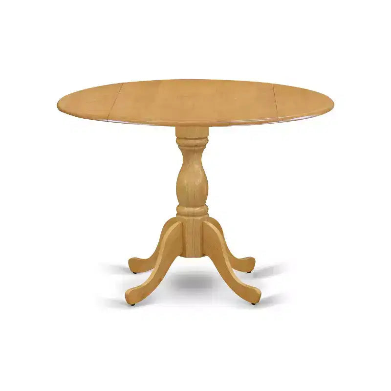 Tavolo da pranzo con piano in legno massello finitura rovere naturale e 4 sedie con schienale a doghe