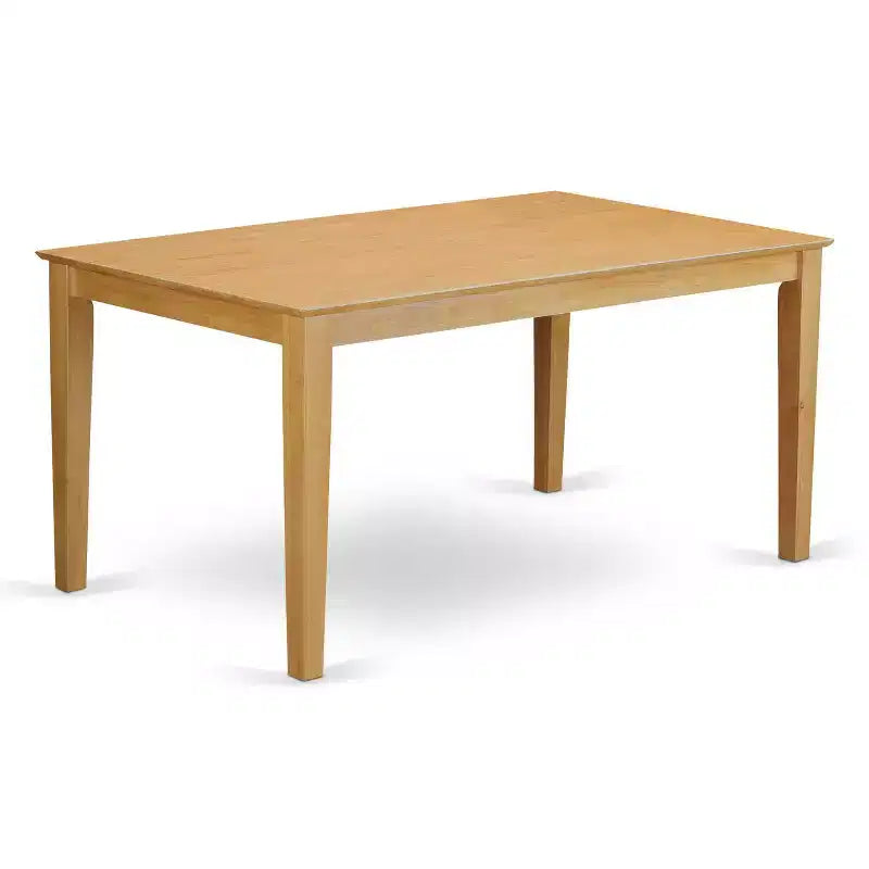 Tavolo da pranzo HomeStock 6 pezzi rettangolare in legno massello con finitura quercia naturale con 1 panca, 4 sedie con schienale a doghe, 6 posti a sedere