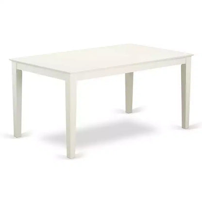 HomeStock Set da Pranzo Rettangolare da 5 Pezzi in Legno Massello con Finitura Bianco Lino - 4 Posti