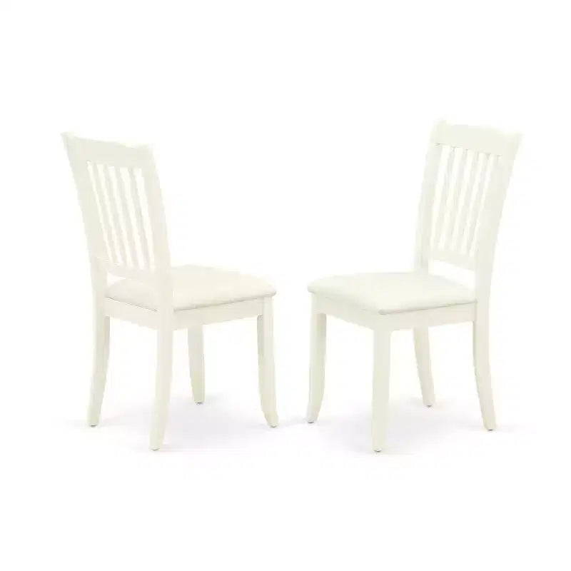 HomeStock Set da Pranzo Rettangolare da 5 Pezzi in Legno Massello con Finitura Bianco Lino - 4 Posti