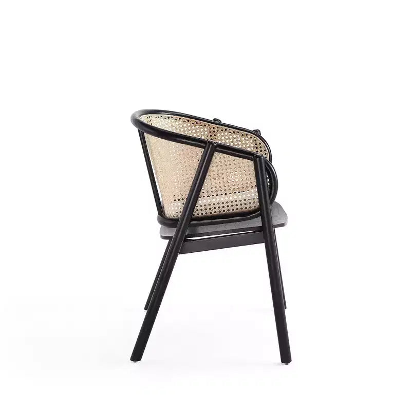 Set di 2 Poltrone Versailles in Legno Nero/Rattan Naturale - Manhattan Comfort: Struttura in Frassino Massiccio, Nessun Montaggio Richiesto