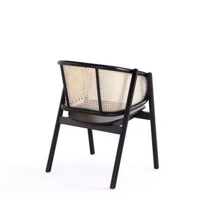 Set di 2 Poltrone Versailles in Legno Nero/Rattan Naturale - Manhattan Comfort: Struttura in Frassino Massiccio, Nessun Montaggio Richiesto