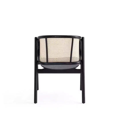 Set di 2 Poltrone Versailles in Legno Nero/Rattan Naturale - Manhattan Comfort: Struttura in Frassino Massiccio, Nessun Montaggio Richiesto