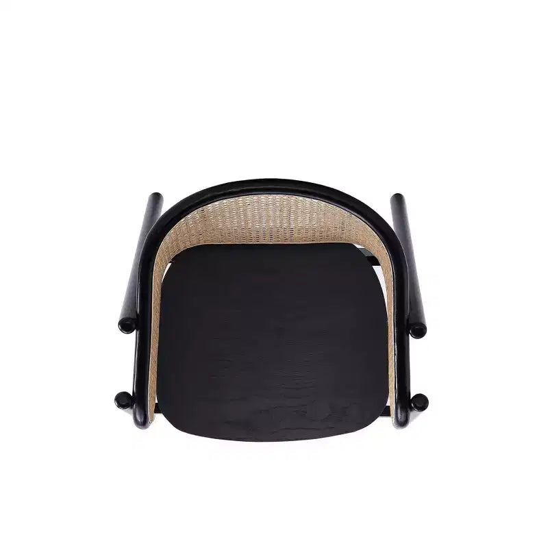 Set di 2 Poltrone Versailles in Legno Nero/Rattan Naturale - Manhattan Comfort: Struttura in Frassino Massiccio, Nessun Montaggio Richiesto
