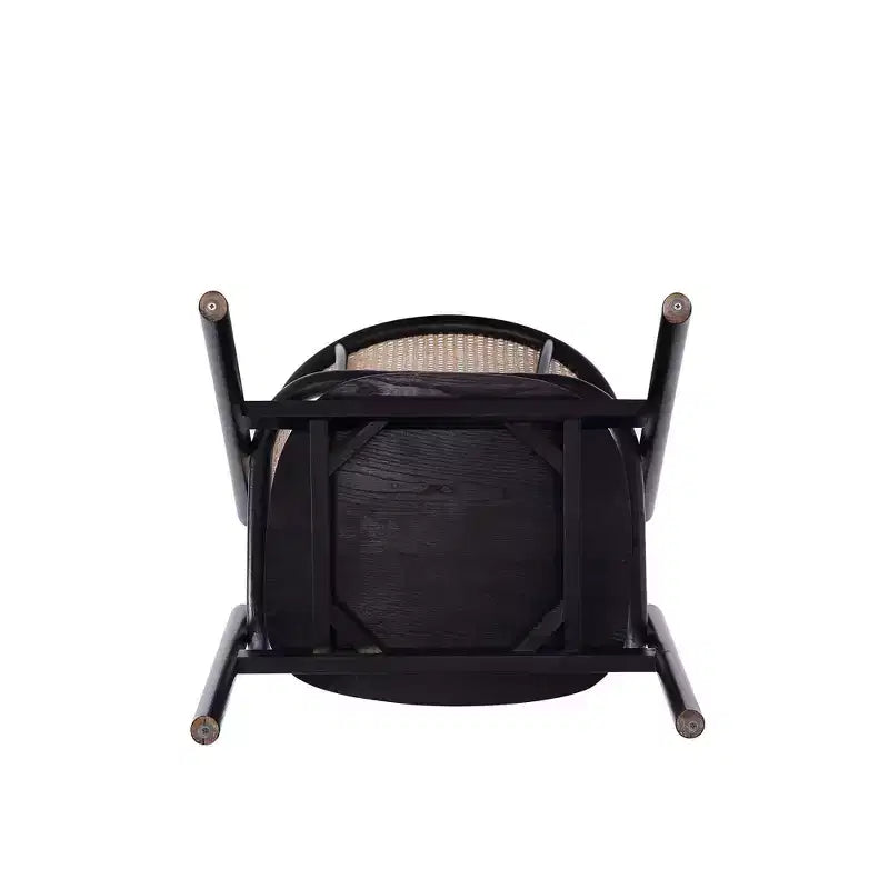Set di 2 Poltrone Versailles in Legno Nero/Rattan Naturale - Manhattan Comfort: Struttura in Frassino Massiccio, Nessun Montaggio Richiesto