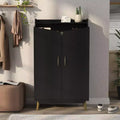 Scarpiera a due ante Tamworth nera - Contiene 15 paia, ripiani regolabili, stile Mid Century