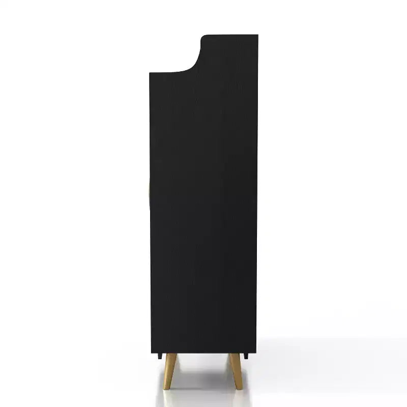 Scarpiera a due ante Tamworth nera - Contiene 15 paia, ripiani regolabili, stile Mid Century