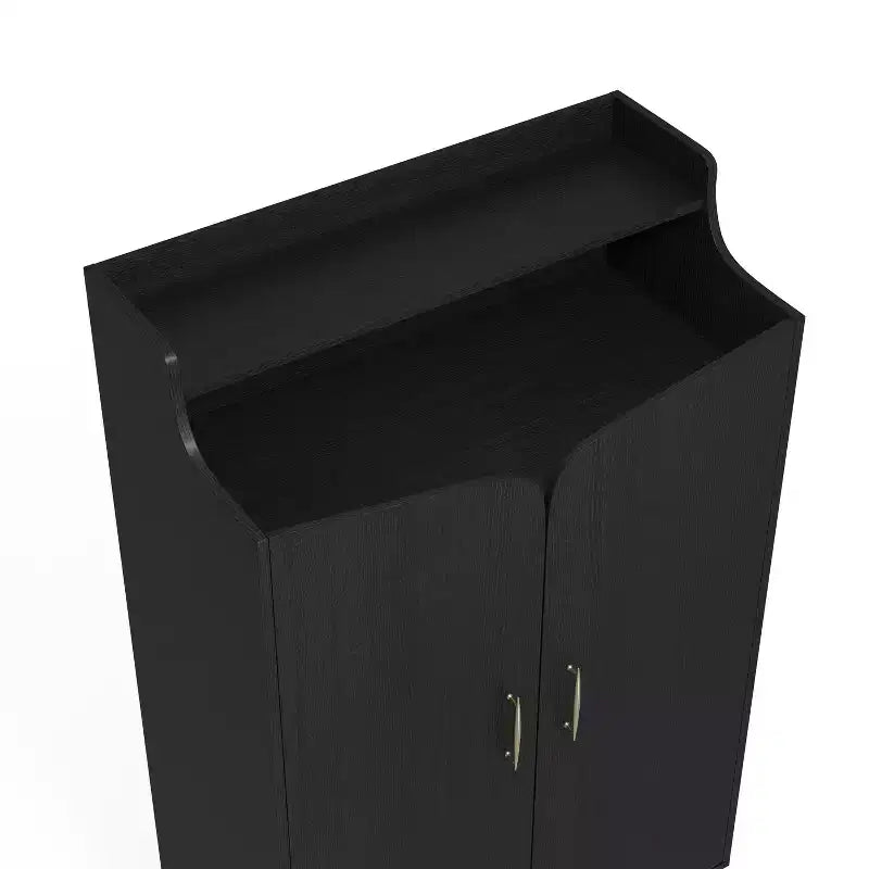 Scarpiera a due ante Tamworth nera - Contiene 15 paia, ripiani regolabili, stile Mid Century